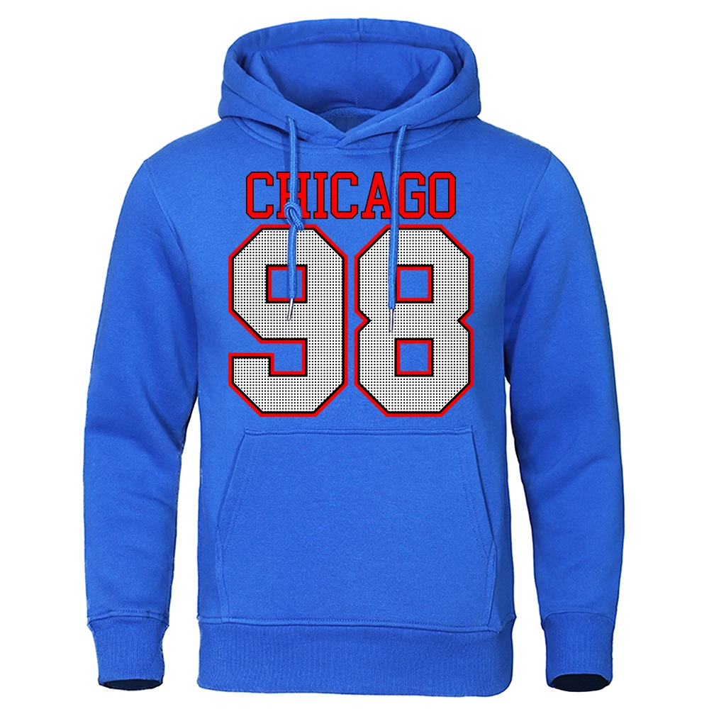 

Chicago 98 Street City Letter Printing Hoodies Female Cotton Fleece Soft ClothesVintage Sweatshirt Casual Oversize Couple Hoody