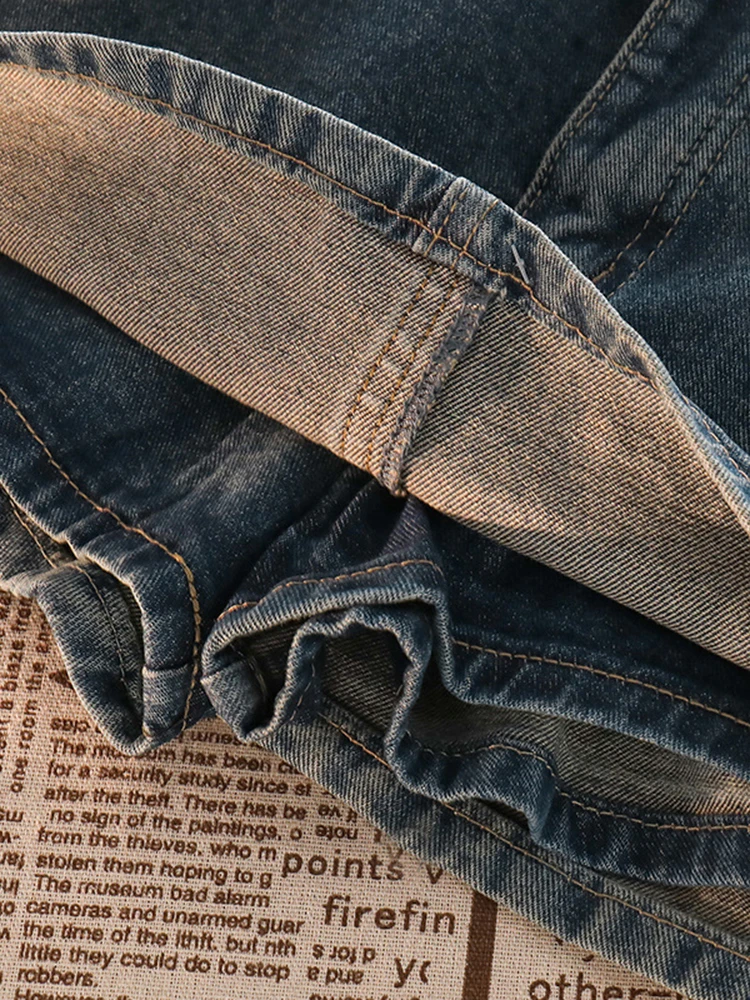 Женская джинсовая мини-юбка с поясом |