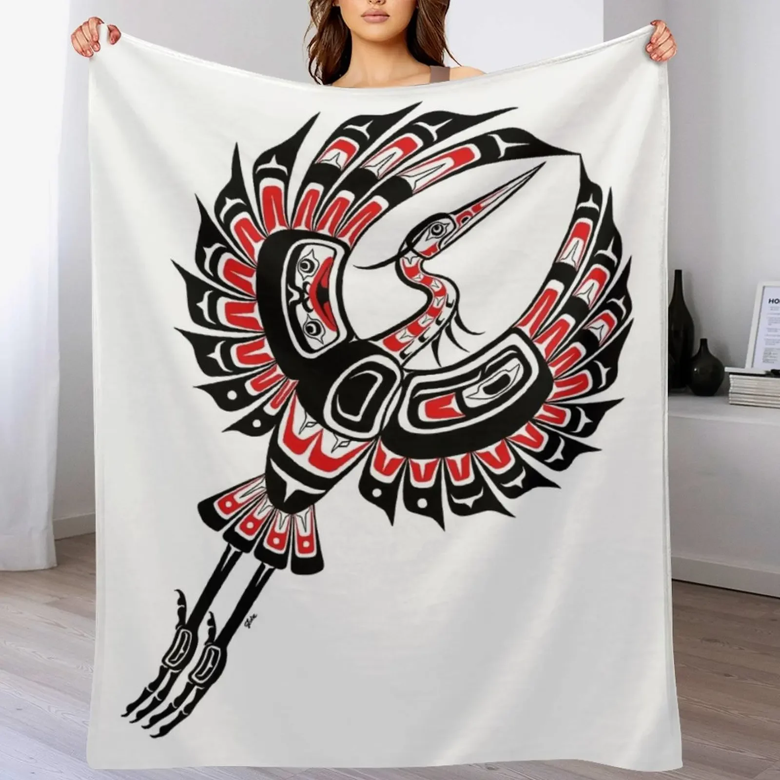 Стилизованное одеяло Heron In Flight стильное в стиле Tlingit дизайнерские мягкие одеяла