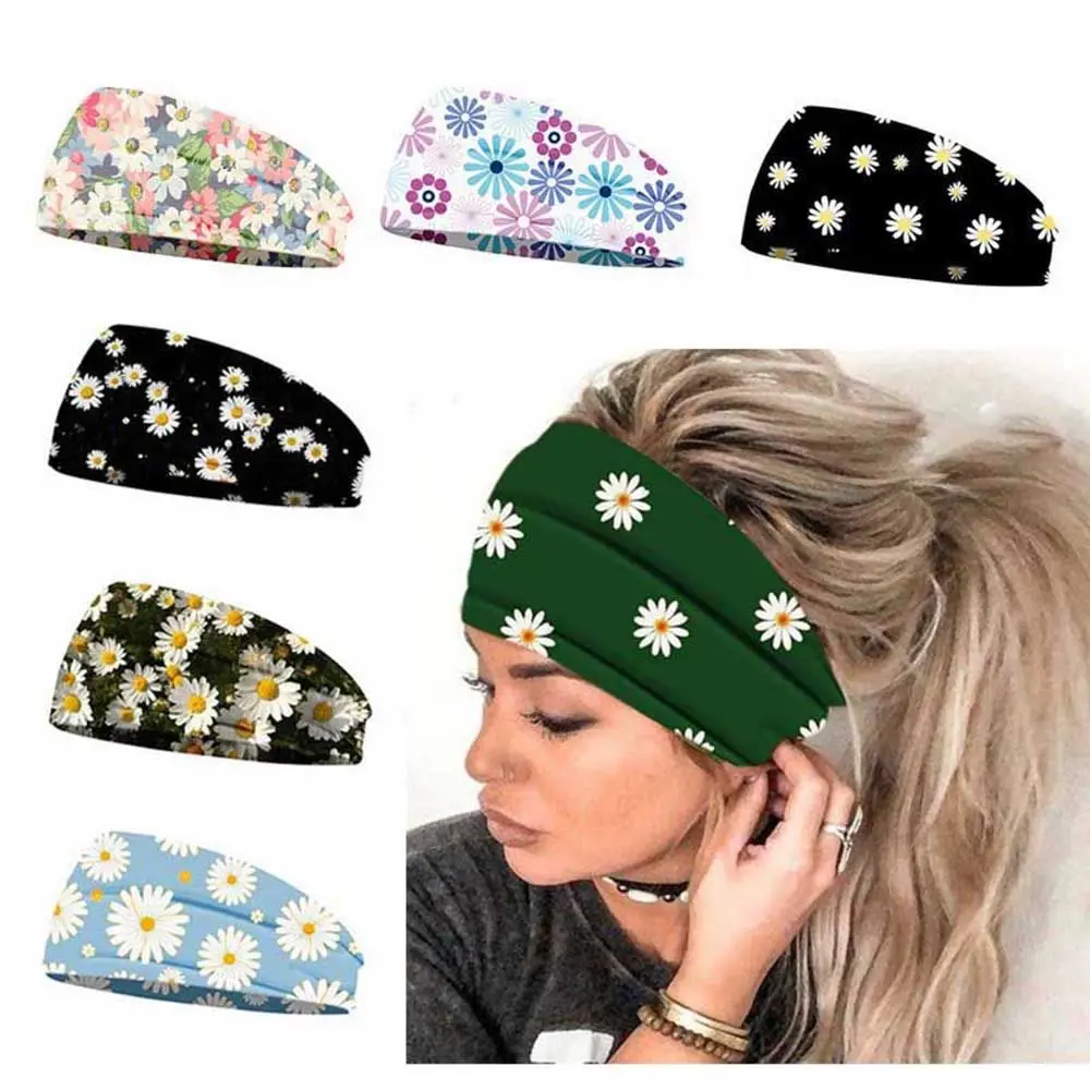 

Boho Flower Hair Accessories Headband Wide Headwrap Yoga Headband Yoga Turban Sports Run Bandage Hair Bands