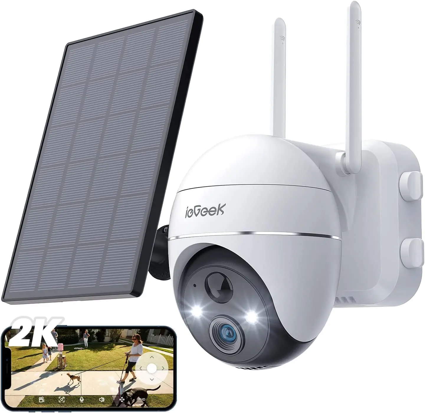 

ieGeek WiFi Security Protection Camera 360 ° degree PTZ CCTV Video Wireless Battery Night Vision IP Camera with Solar Panel