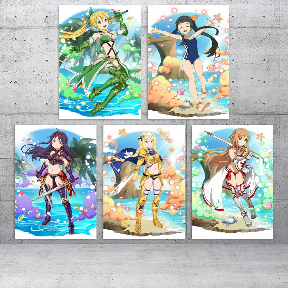 

Prints Home Decor Sword Art Online Painting Yuuki Asuna Poster Konno Yuuki Wall Art Anime Canvas Kirigaya Suguha Modular Picture