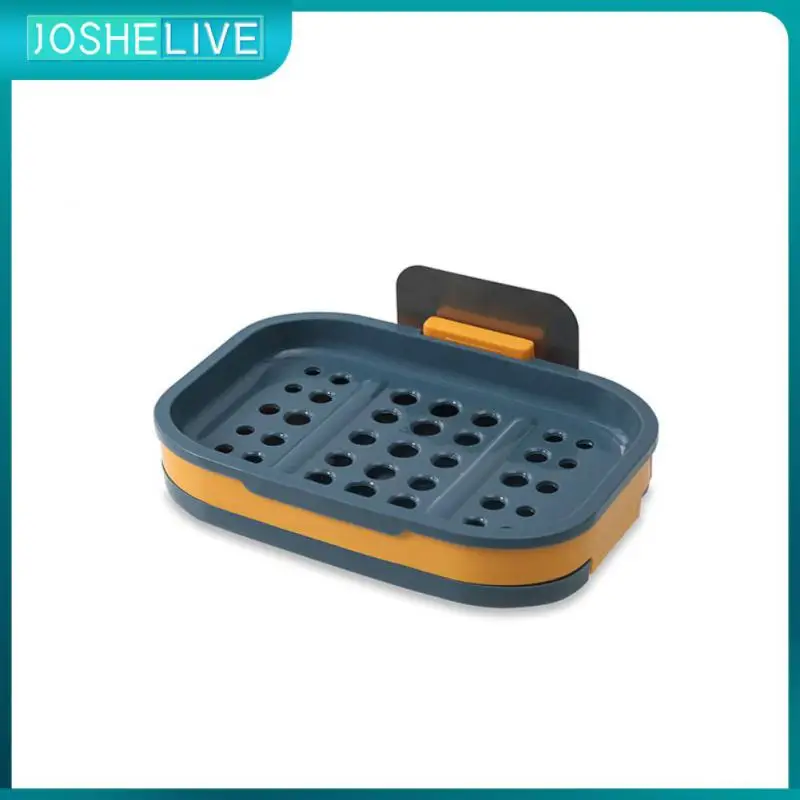 

Soap Box Non-marking Double-layer Bathroom Soap Dish Wall Mounted 1pc Draining Soap Box Bathroom Soap Rack Punch-free Plastic