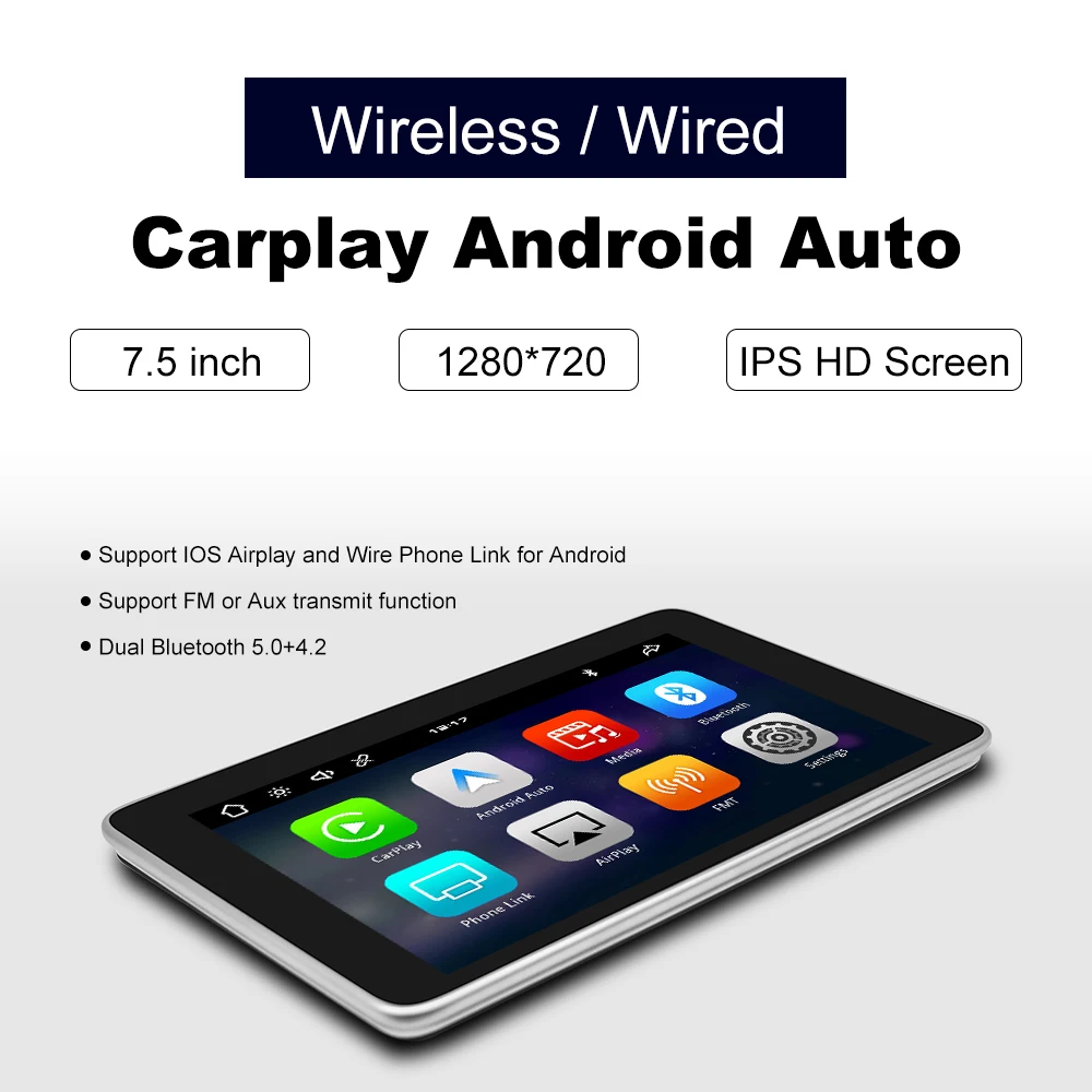 

7.5 inch Motorcycle GPS Wireless Carplay Android Auto tablet Portable Multimedia Player GPS for motorcycle Car Video Players
