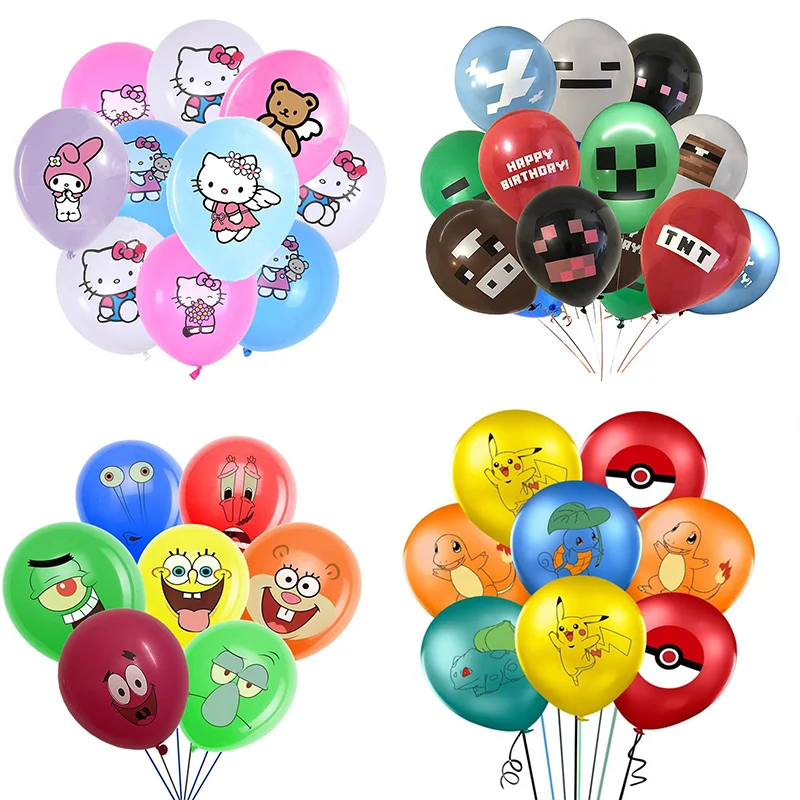 

Cartoon Children's Birthday Surprise Party Anime Fairy Tale Latex Balloon Decorations My World Game Colored Superhero Balloon