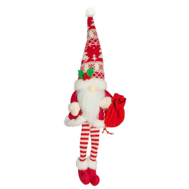 

P82C Merry Christmas Knitted Hat Gnome Couple Presents Ornament Faceless Doll Design Decorative Dwarf Doll Embellishments