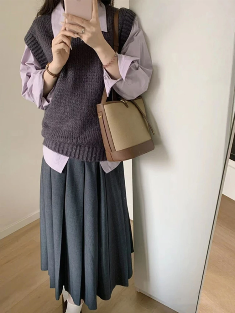 [In Stock] Purple Long sleeve Shirts Women Spring and Autumn 2024 New Korean Sle Loose Casual Outer Wear Stacked Shirt Oute...