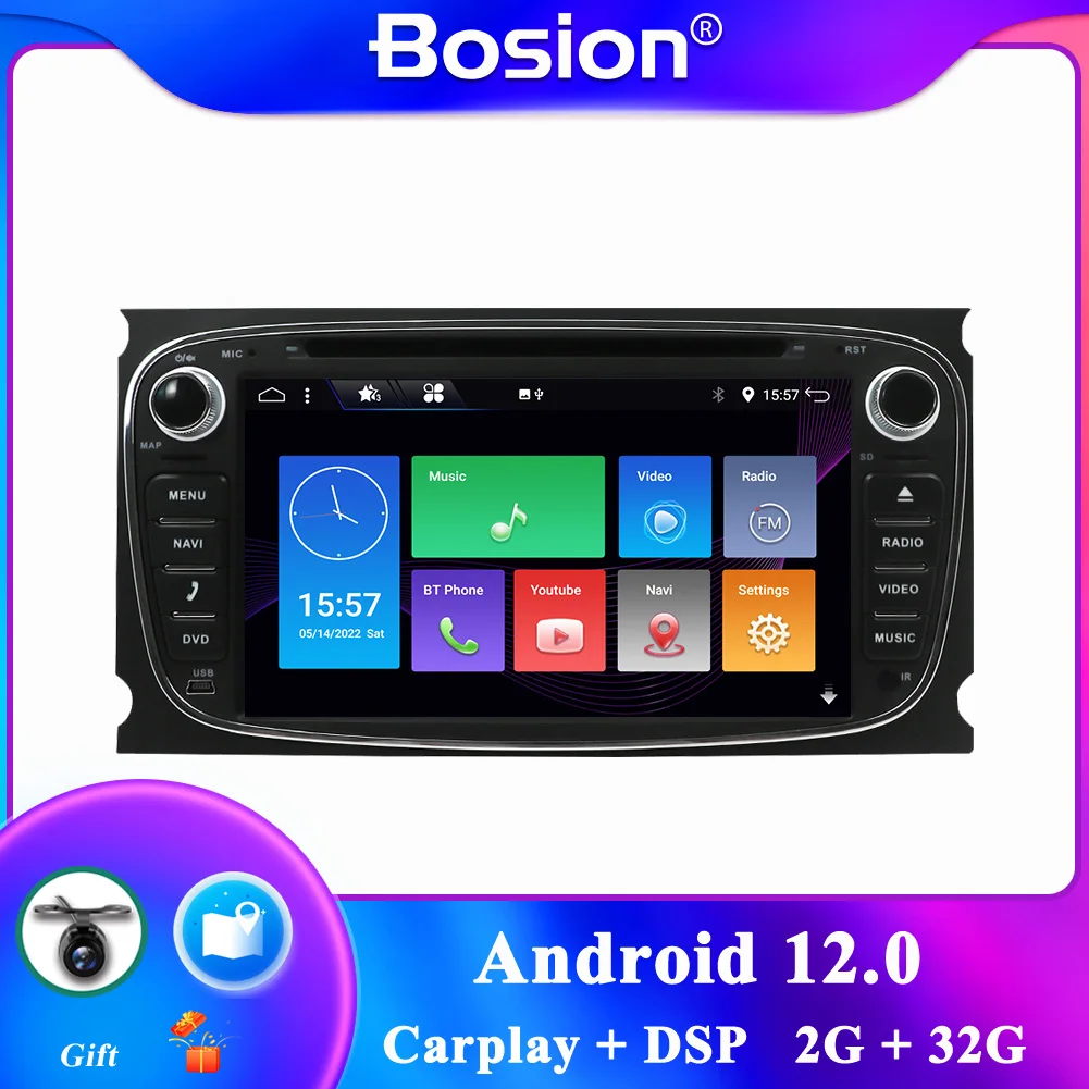 

7'' AutoRadio Android 12.0 Quad Core Car DVD Player GPS Maps DAB+ for Ford for Focus II 2008 2009 2010 2011 Mondeo C-Max S-Max