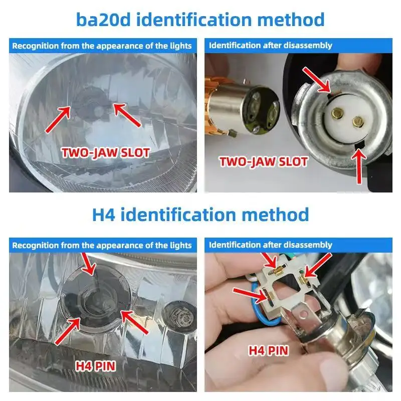 Фото Светодиодная лампа H4 H6 BA20D для мотоцикла, светодиодная линза «рыбий глаз», двухцветная (белый/желтый), чип CSP, фара для мотоцикла, противотуманная фара для скутера №5