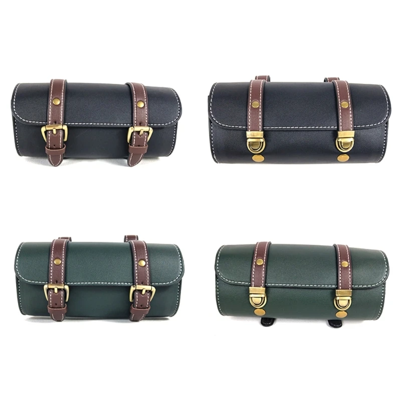 

Dropship Motorcycles Saddle Storage Bag PU Leathers Bike Handlebar Tool Bag, Round Barrels Shape Waterproof Roll Bag Side
