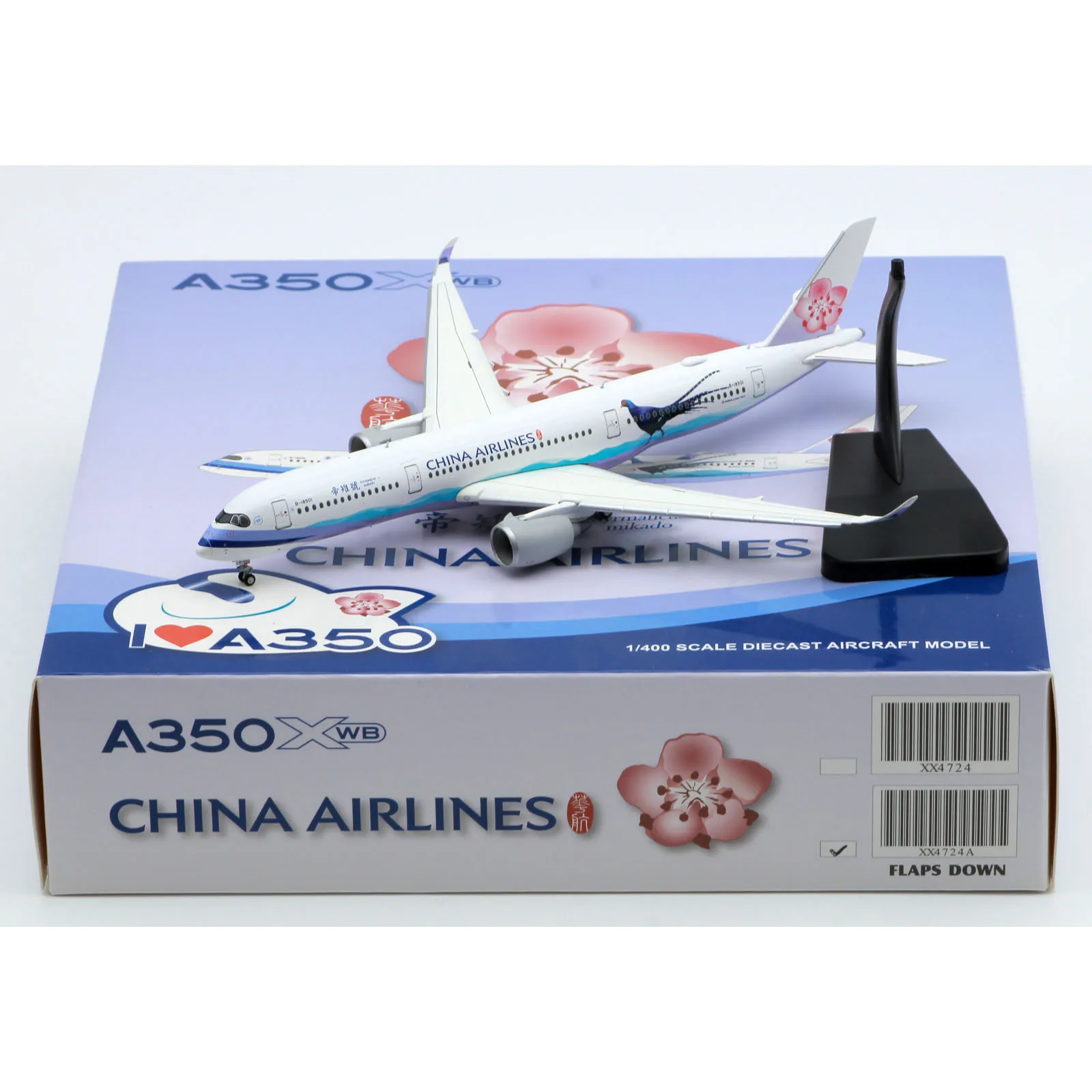 

XX4724A Alloy Collectible Plane Gift JC Wings 1:400 China Airlines "Skyteam" Airbus A350-900 Diecast Model B-18901 Flaps Down