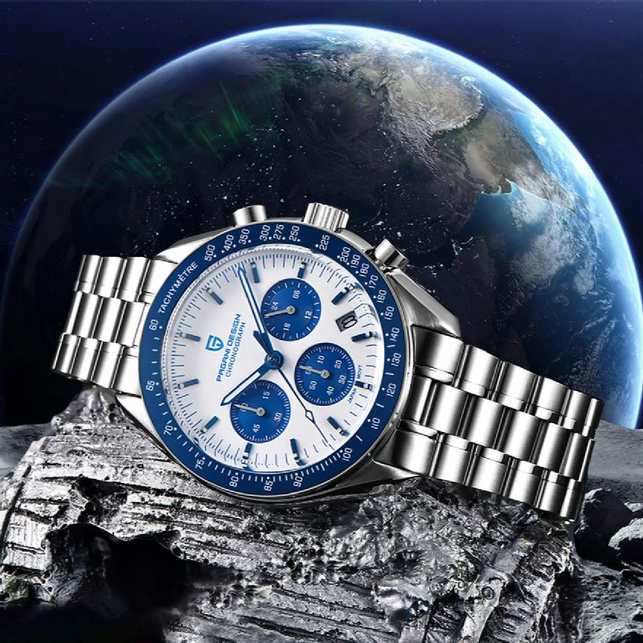 

PAGANI DESIGN Men's Watches Sport Quartz Wristwatch for men Moonwatch Chronograph Automatic date Stainless steel Sapphire mirror