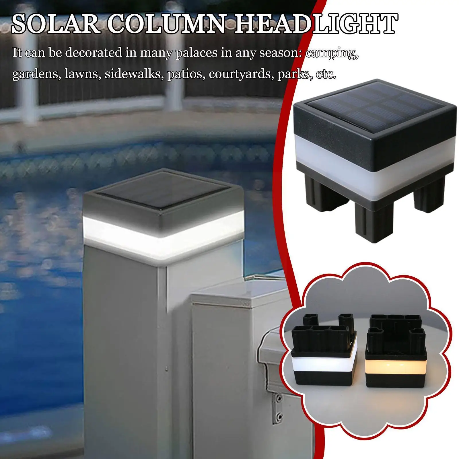 

Solar 7X7cm Square Post Lights Outdoor Warm/White LED Lighting Solar Powered Cap Light Waterproof For Yard Fence Deck & Pat F1R9