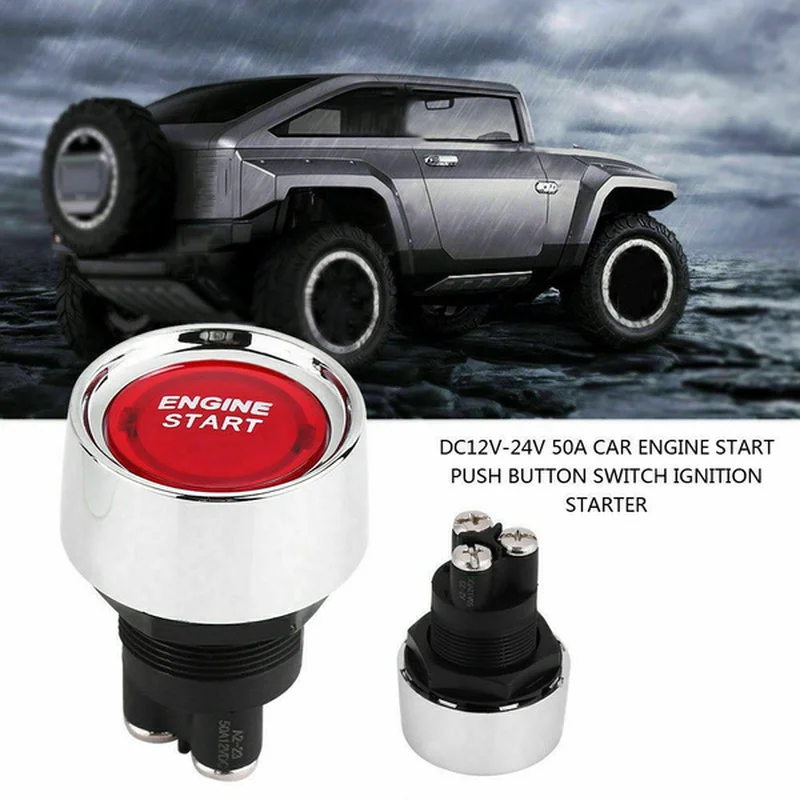Car Engine Start Push Button Keyless Switch DC 12V/24V Racing Small Start Button Ignition Starter On Off Switches Universal