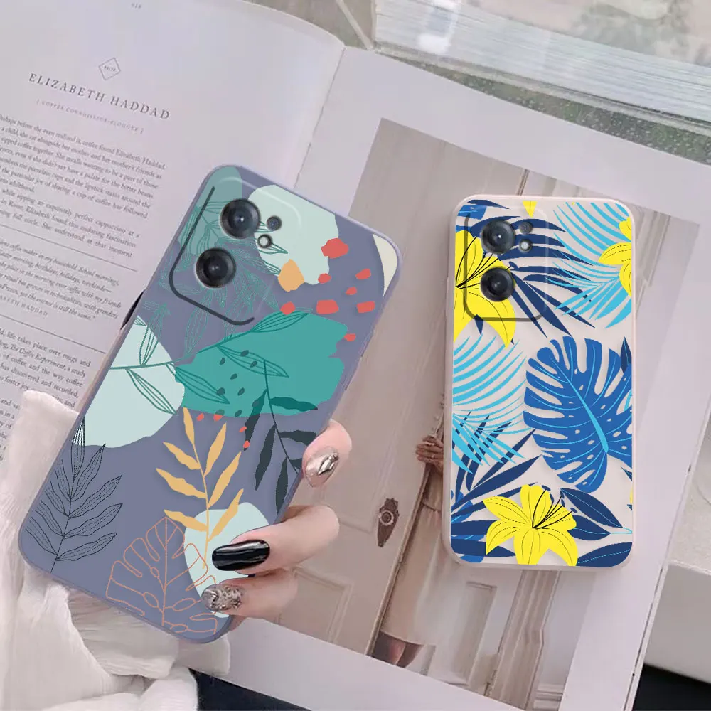The Art Of Painted Flowers Leaves Case For Oneplus 11 10 9 9R 9RT 8 8T 7 7T ACE 2 2V 2 NORD CE Lite Pro Colour Liquid Case Shell