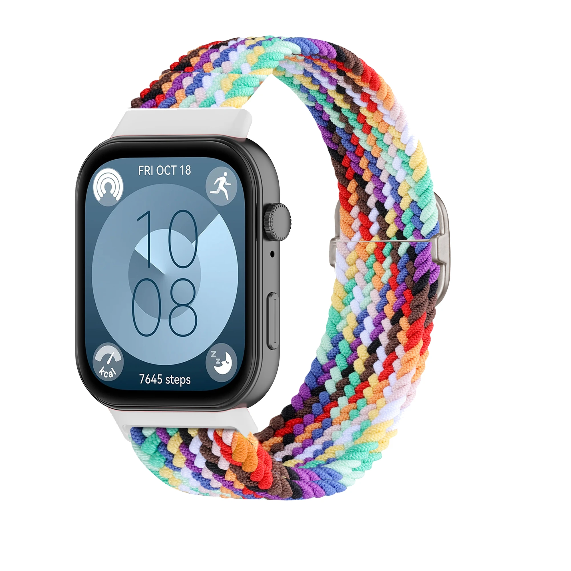 Фото Плетеный ремешок Solo Loop для часов Huawei Fit 4, аксессуары, регулируемый спортивный нейлоновый сменный браслет huawei fit 3 4 pro Band №1