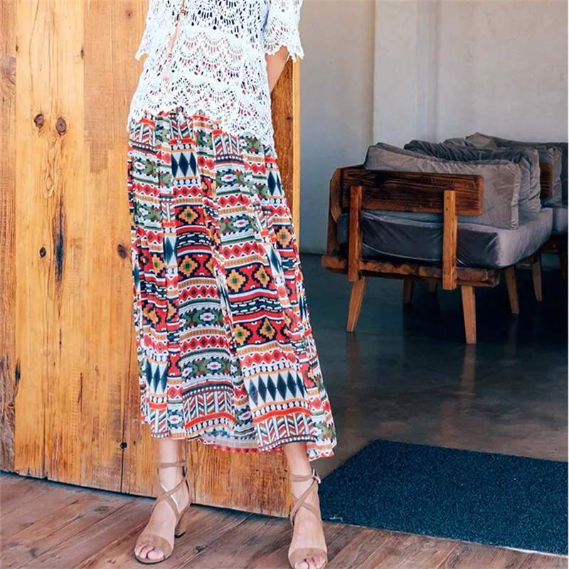 Женская юбка в богемном этническом стиле тонкая летняя пляжная для отдыха на