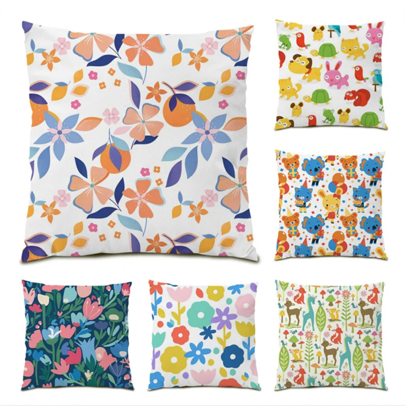 

Simple Leaf Cushion Cover Floral Pattern Ornamental Living Room Flower Leave Pattern Decorative Pillowcase Polyester Linen E0552