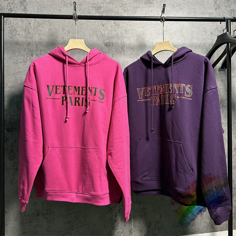 

Vetements Paris Purple Red Hoodie Men Women 1:1 Top Quality Destroy Washed Heavy Fabric Hooded Oversize VTM Pullover