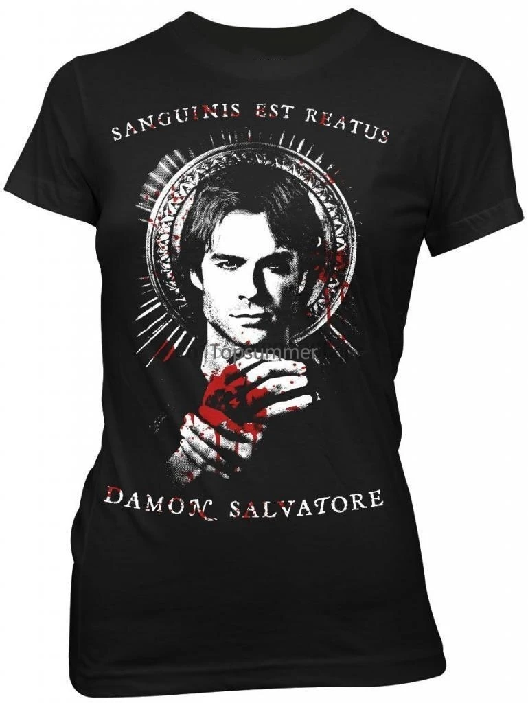 

Мужская футболка с дневниками вампира, деймоном Сальваторе сангвиниса, для подростков