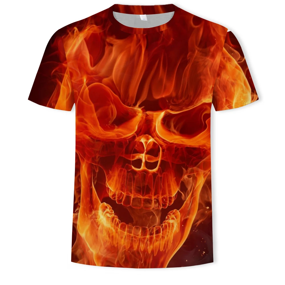 

2023 Spring and Summer Men's T-shirt 3D Digital Printing Custom Skull Pattern is Casual Popular Short-Sleeved Large Street Style