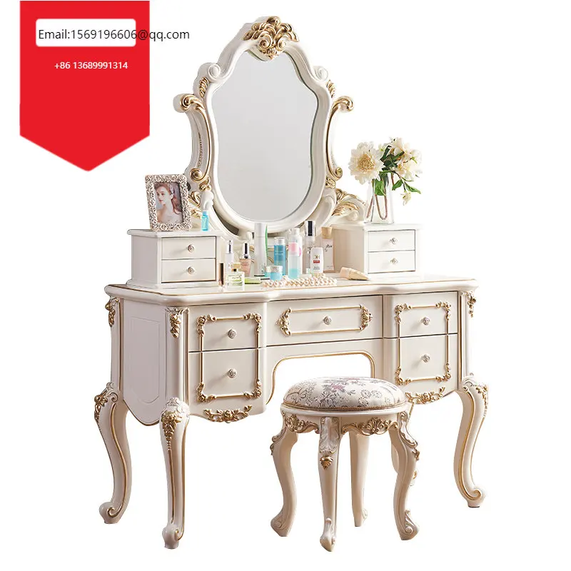 

Французский комод, стол и стул для спальни, роскошный цельнодеревянный туалетный столик принцессы, Европейский шкаф для хранения, встроенный
