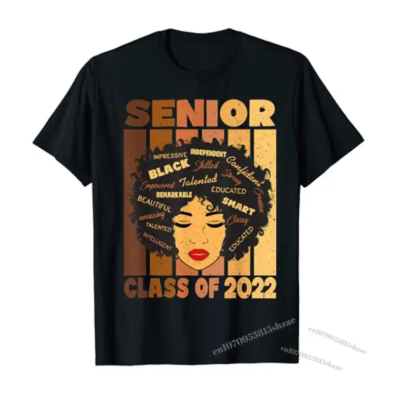 

Senior 2022 Class Black Smart Afro Melanin African American T-Shirt Aesthetic Clothes Women's Fashion Graphic Tee Tops