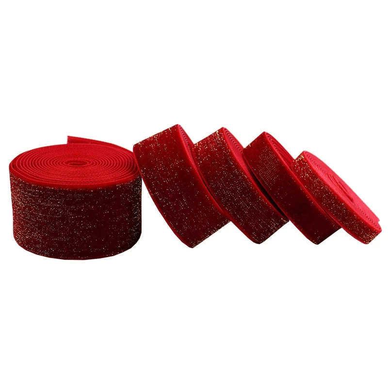 

10 Yards Christmas Ribbons Wired Edge Glitter Wrapping Ribbons for DIY Hair Bow Gift Wrapping Xmas Wedding Party Decor