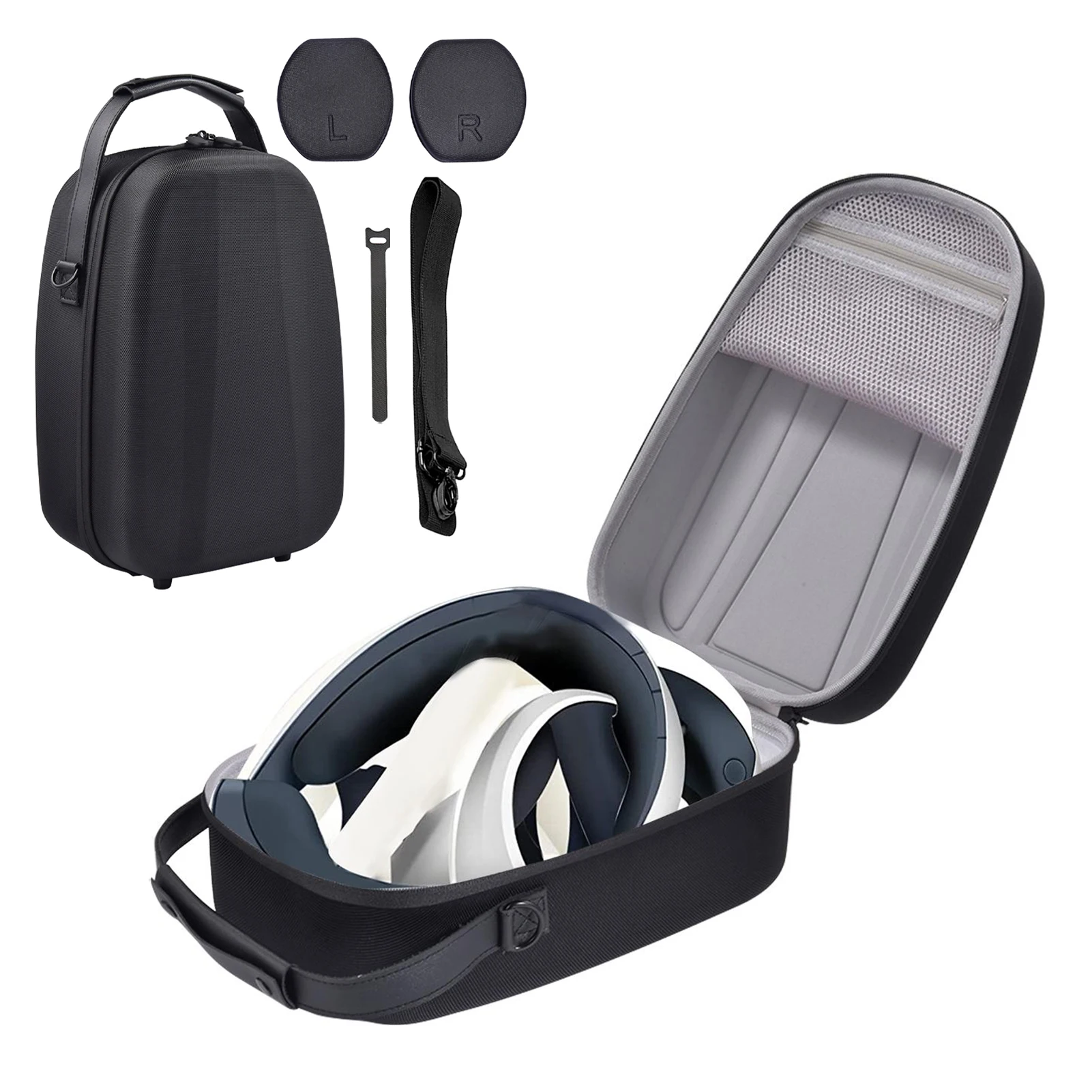 

With Shoulder Strap Large Capacity Protective Dual Zippers Lens Protector Carrying Case Outdoor PU Surface Fit For Ps Vr2