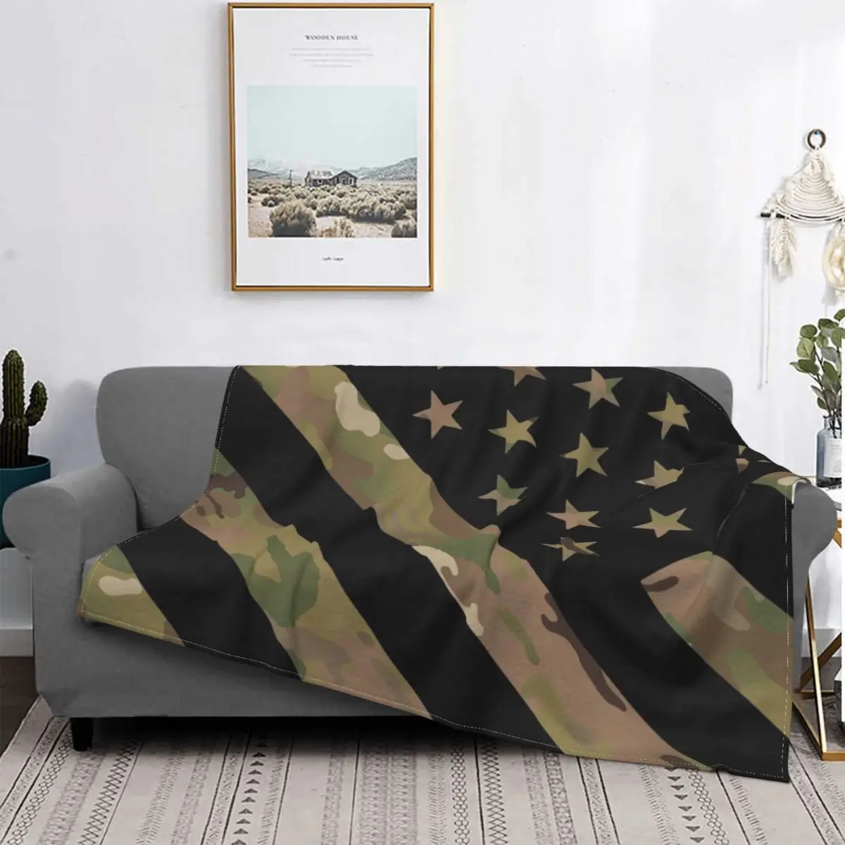 Военное камуфляжное одеяло с флагом США Фланелевое многофункциональное мягкое