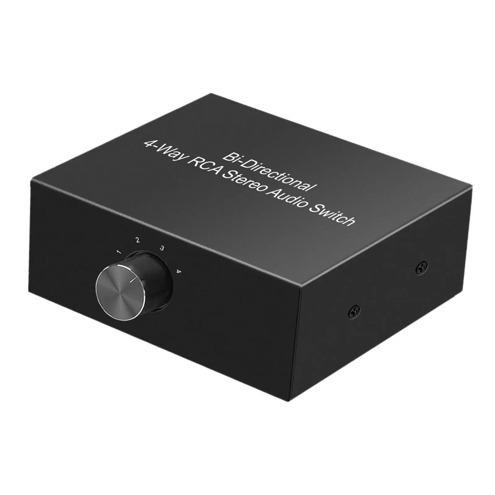 

4 Ways Bi-directional R L Stereo Audio Switcher Distributor Audio Selector Switch Box for Audio Amplifiers TV DVD Stereo Speaker