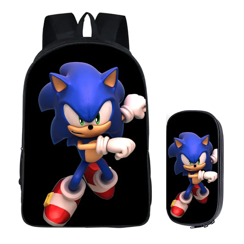 

Новая мультяшная сумка для студентов из двух предметов с игрой Sonic, вместительный рюкзак на молнии, ранцевая Детская Спортивная дорожная школьная сумка