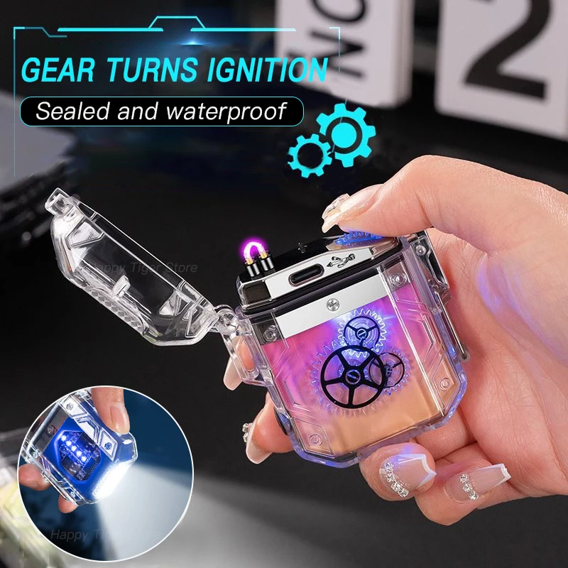 

Usb Arc Lighter Gear Rotation Ignition Rechargeable Electric Plasma Windproof Waterproof Lighters Smoking Accessories Gadgets