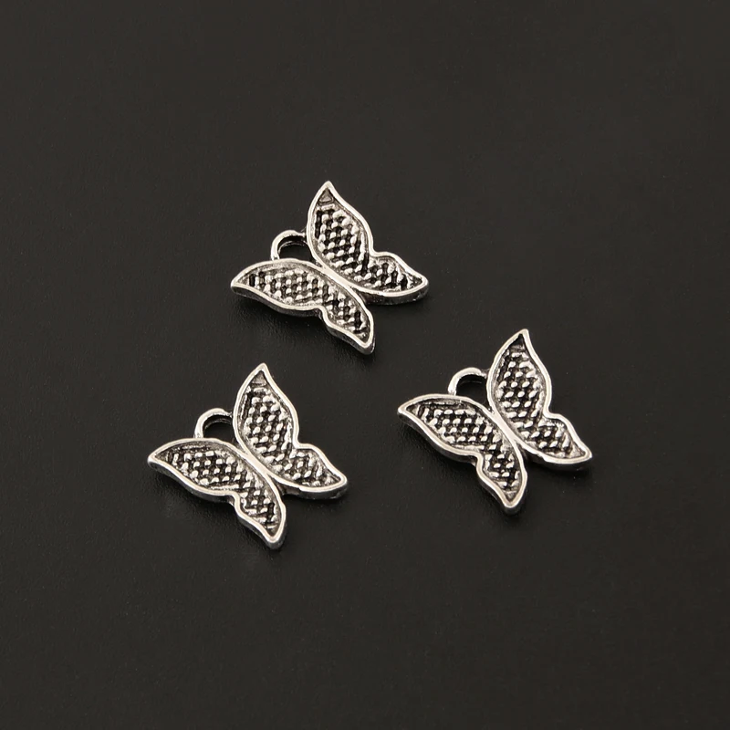 Подвеска-бабочка маленькая серебристая, 13 х12 мм, 50 шт.