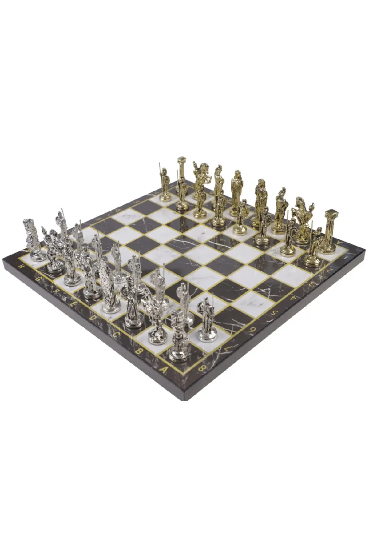 

Роскошный Металлический Шахматный набор Esspr4 Sparta Vs. Персидский армейский Золотой набор и черная мраморная доска с узором