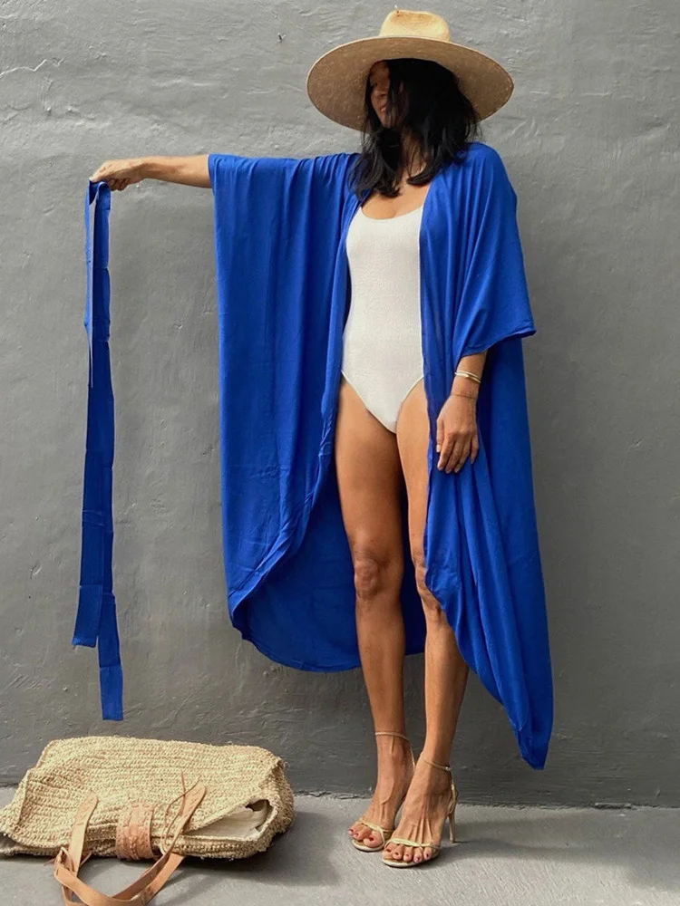 Белая накидка на бикини в стиле бохо парео из искусственного шелка с поясом