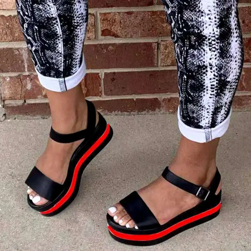 

Big Size 35-43 New Ladies Flat Platform Summer Sandals Mixed Colors Wedges Sandals Women 2022 Casual Light Beach Shoes Woman