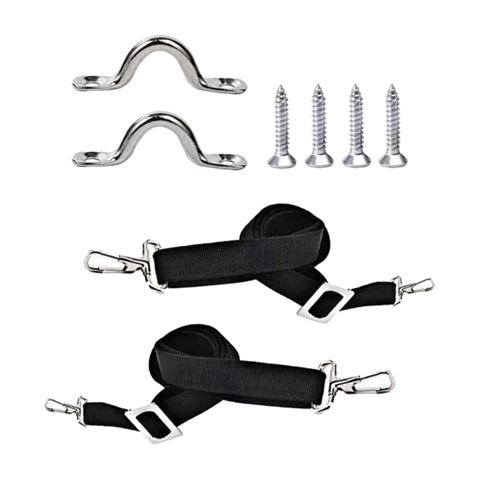 

2x Adjustable Bimini Top Straps Pad Eye Straps W/ Loops and Hook 28"~60" Nylon Boat Top Straps for Ship Boat Canoe