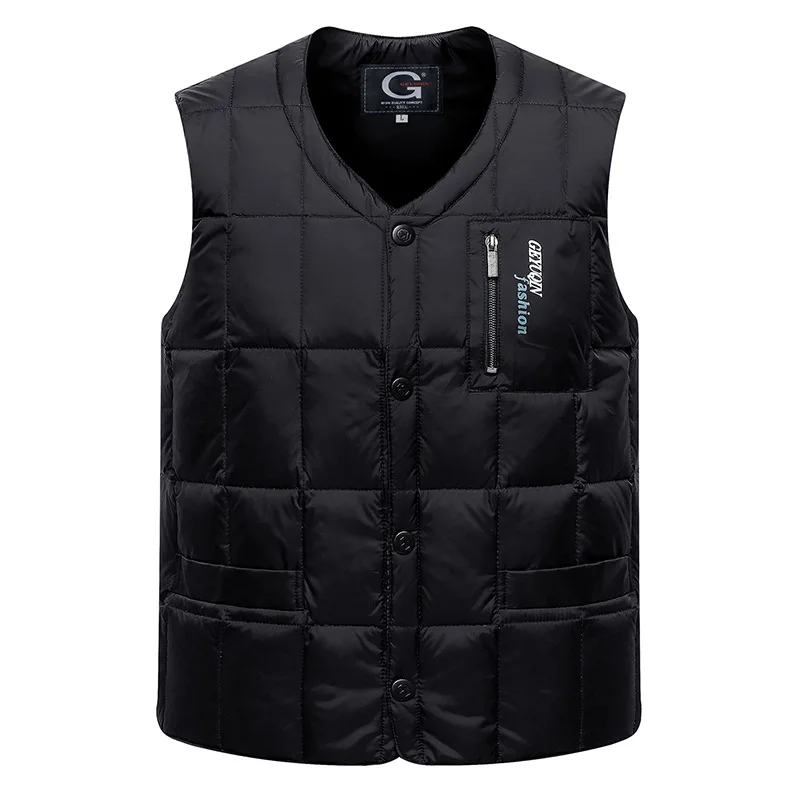 Duck Down Sleeveless Jacket For Men Winter Windbreaker Parka Warm Thick Vest Male Casual Outerwear Waistcoat With Pockets 5XL