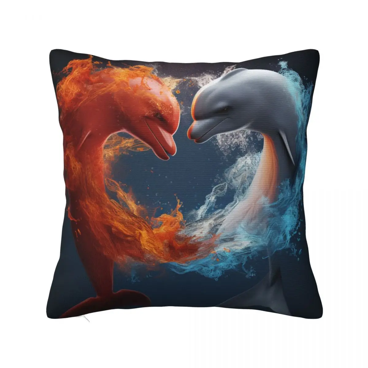 

Dolphin Pillow Case 3d Style Yin Yang Style Power Cute Polyester Pillowcase Hugging Zipper Spring Cover