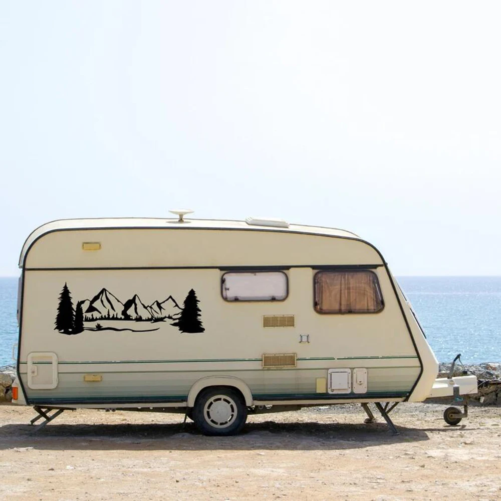Наклейка на гору и лес, фургон, грузовик, кемпинг, виниловые наклейки, кемперские дома на колесах, украшения, плакаты, съемные настенные наклейки T133