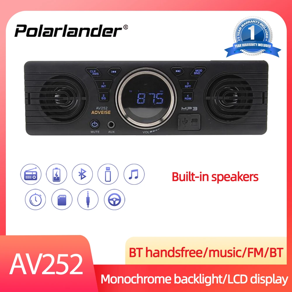 

AV252/8236 Built-in 2/3 Speakers Car Radio 12V Bluetooth Handfree FM USB SD AUX IN Audio in Dash Stereo MP3 Player