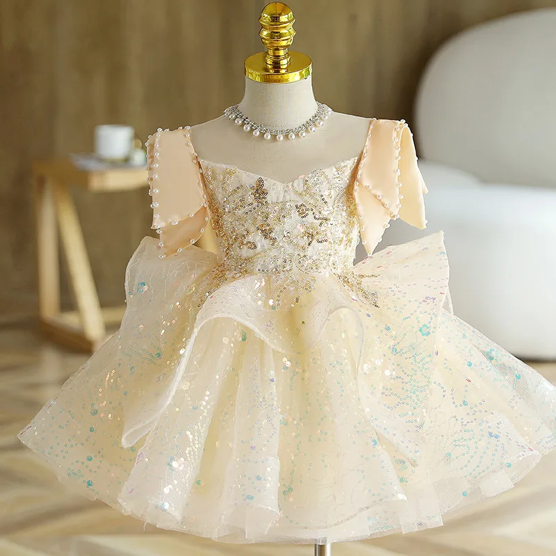 

Short Evening Party Dress Elegant Wedding Dresses 2023 Girl Clothes Ball Gown Robe Girls Children Eid Formal Baby Princess Kids