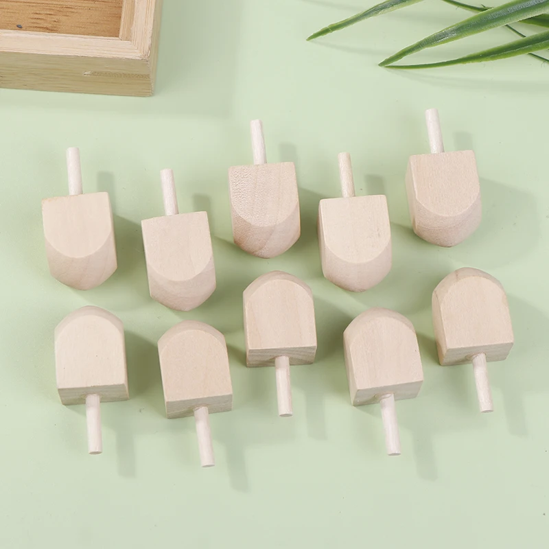 Фото 10 шт., волчок, игрушка Mini Dreidel, деревянные дреды, товары для Хануки, классические украшения, подарок для детей №5