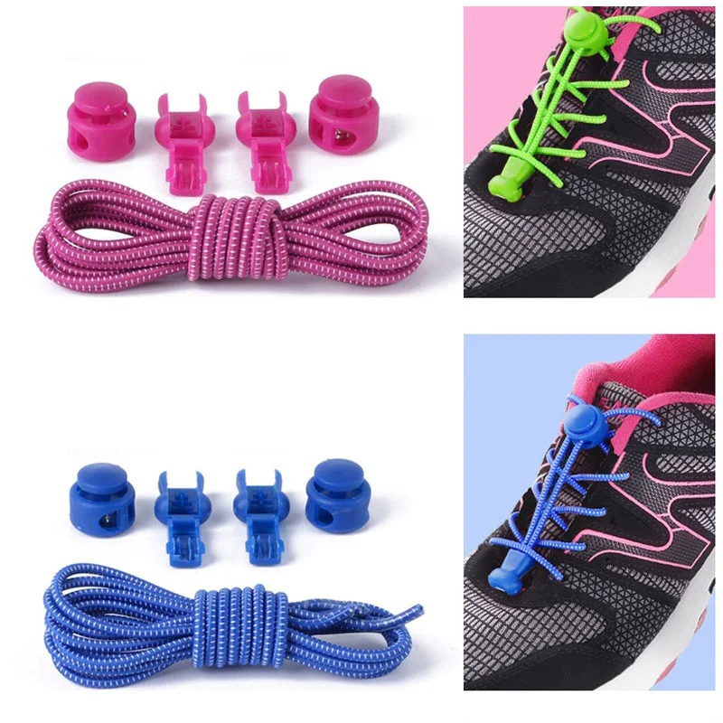 Colorful Sneaker ShoeLaces Elastic No Tie Shoe Laces Stretching Lock Lazy Laces Quick Rubber Shoelace Shoestrings