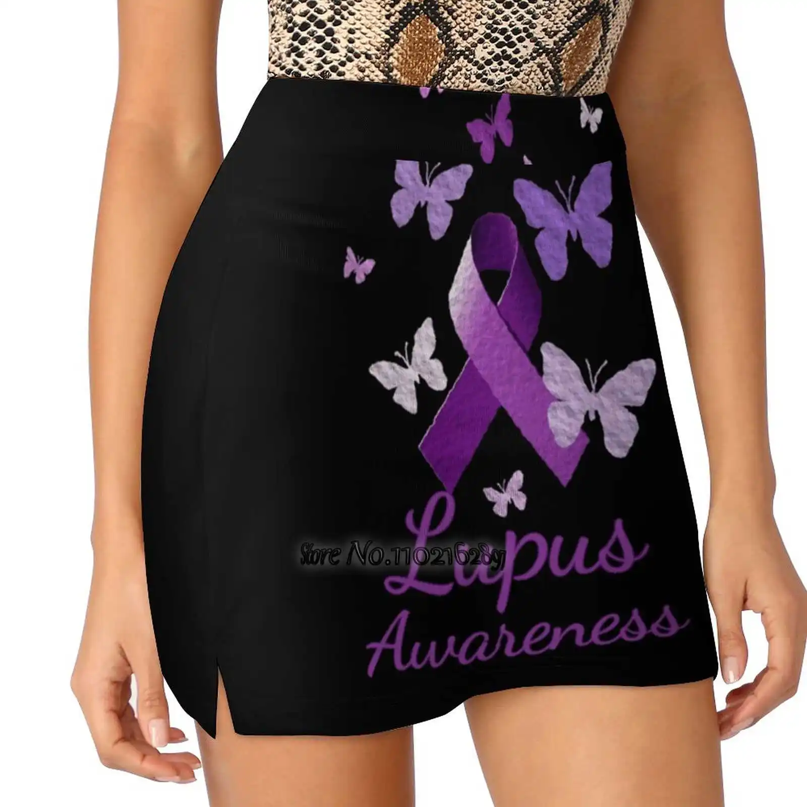 Purple Awareness Ribbon : Lupus Women Sports Lining Skirt Tennis Dance Fitness Short Printed Skirts Lupus Month Lupus Patient