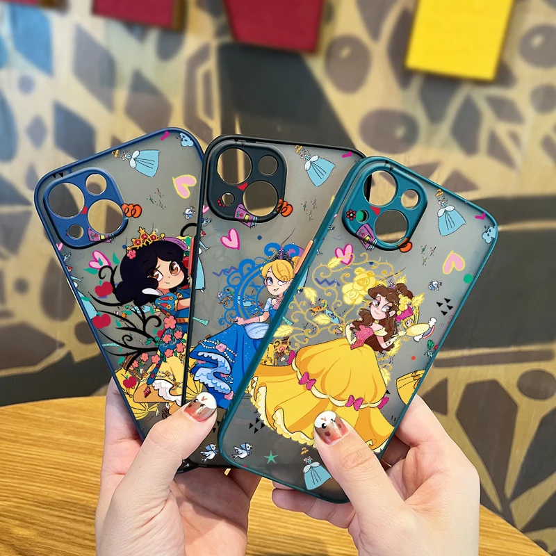 

Disney Cute Princess For Apple iPhone 13 12 11 Mini XS XR X Pro MAX 8 7 6 Plus Frosted Translucent Soft Cover Phone Case