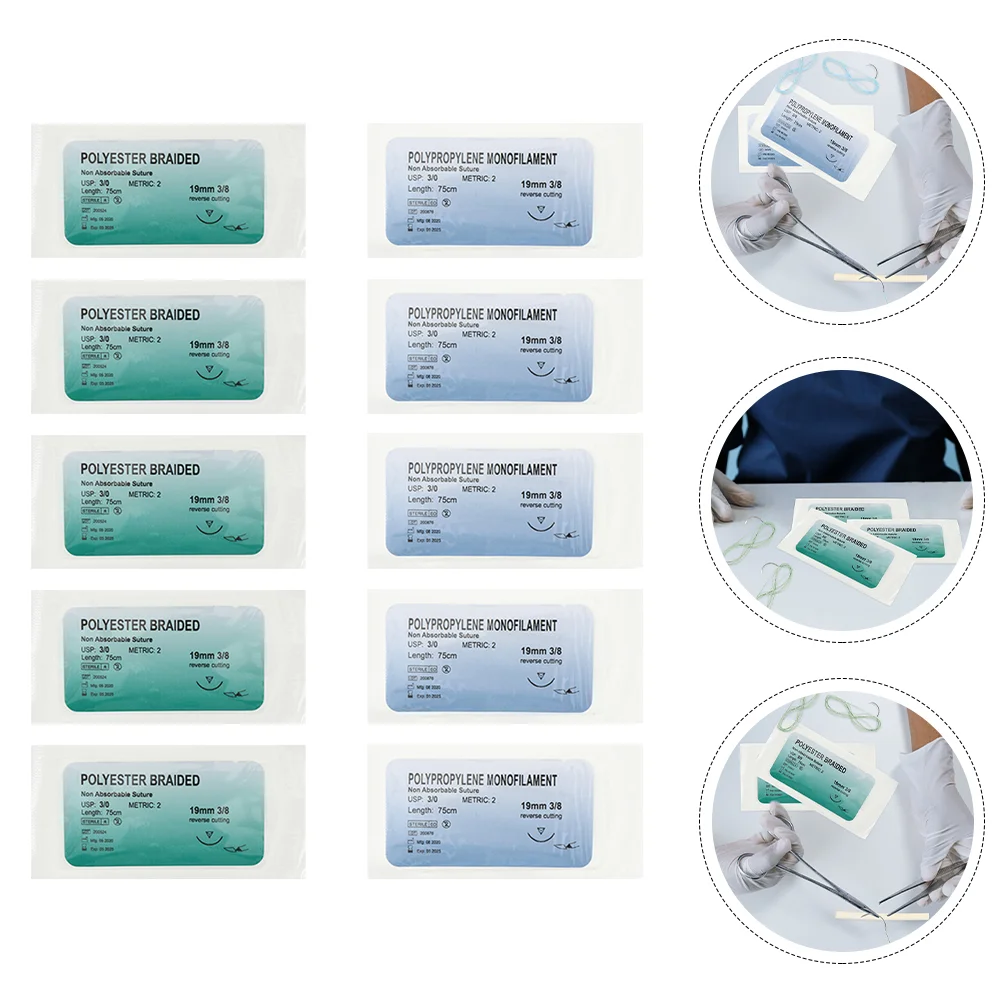 

10Pcs Thread Needle Suture Training Thread Suture Practice Equipment (Assorted Color)