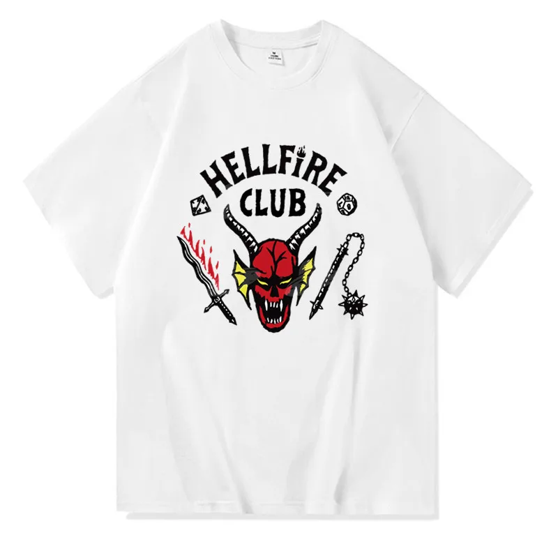 

Stranger Things 4 Men Short Sleeve T-Shirts 100% Cotton Shirt Hellfire Club Summer 2022 Men Hip Hop Male Tshirt Tops Clothing