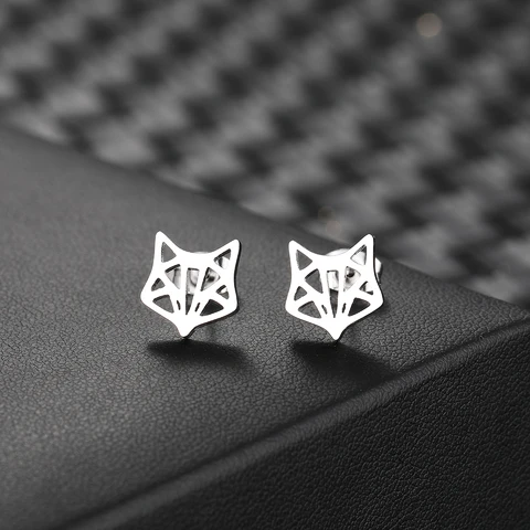 Серьги из нержавеющей стали, 2022, новая корейская мода, нестандартные серьги-гвоздики с изображением лисы для женщин, ювелирные изделия, подарки на вечеринку